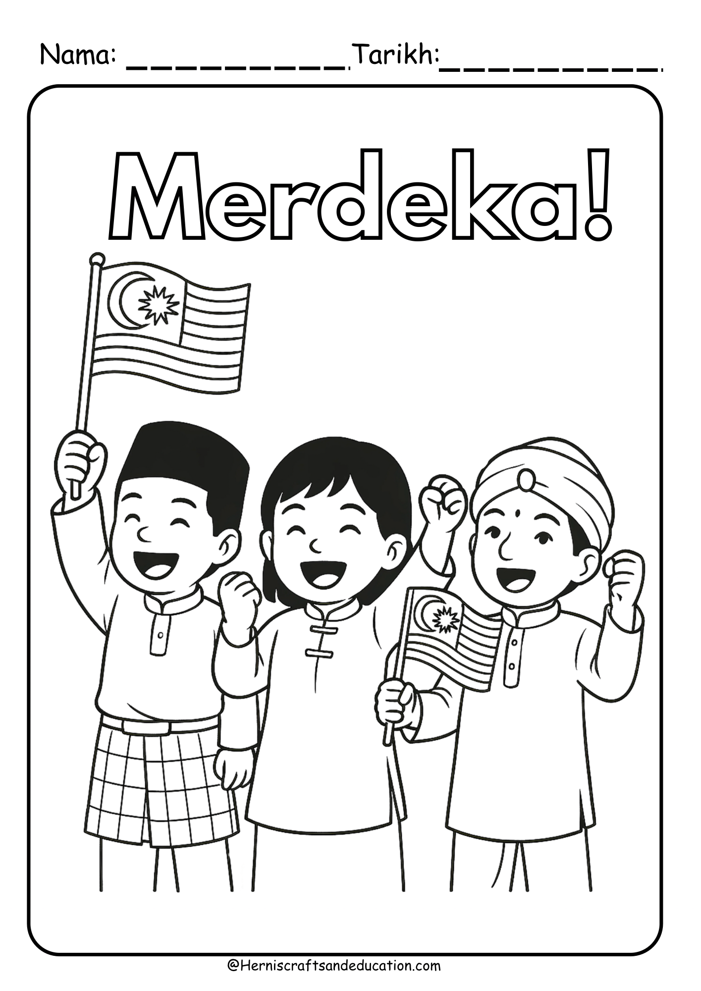 (Free download)lembaran mewarna bulan kemerdekaan malaysia
