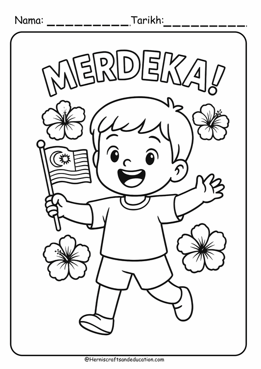 (Free download)lembaran mewarna bulan kemerdekaan malaysia